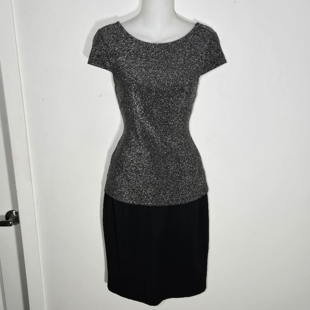 Express Silver & Black Shimmery Cap Sleeve Top